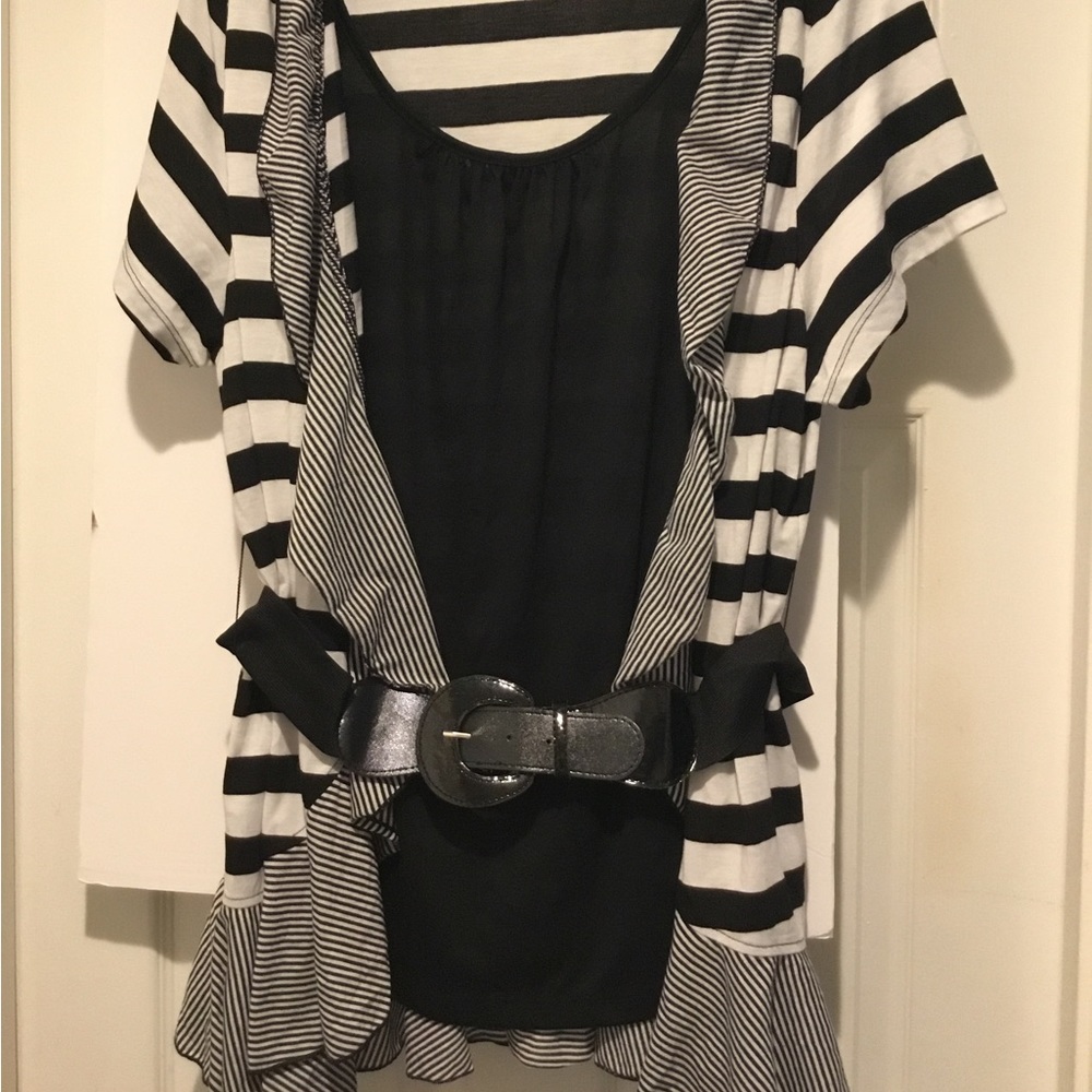 Lanebryant Women Out Shirt Black/White, Inner Shirt Black Sz 18/20